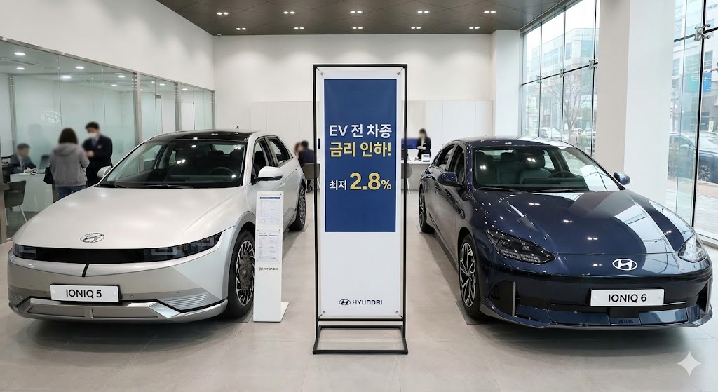 현대자동차 아이오닉5 6 코나 일렉트릭 2.8% 금리 인하 프로모션 전시