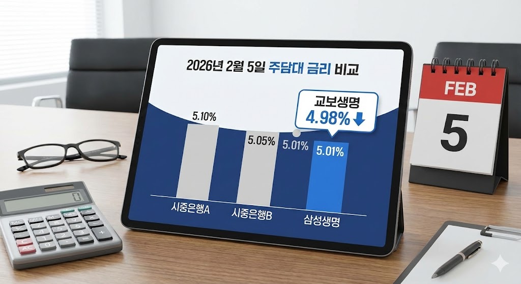 교보생명 주택담보대출 최저 4.98% 등 2월 5일 금리비교