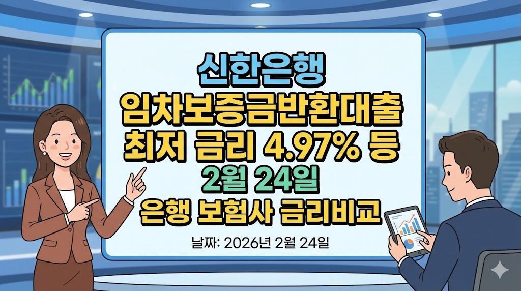 신한은행 임차보증금반환대출 최저 금리 4.97% 등 2월 24일 은행 보험사 금리비교 신한은행 임차보증금반환대출 최저 금리 4.97% 등 2월 24일 은행 보험사 금리비교