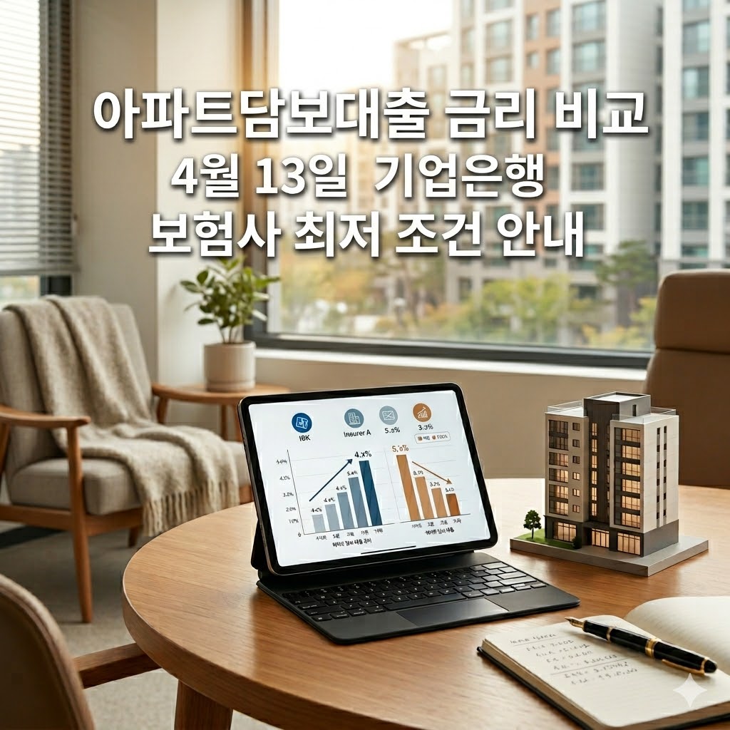 IBK기업은행 아파트담보대출 금리(5년 주기형) 5.125% 등 4월 13일 은행 보험사 최저 금리 비교 ibk기업은행 아파트담보대출 금리(5년 주기형) 5.125% 등 4월 13일 은행 보험사 최저 금리 비교