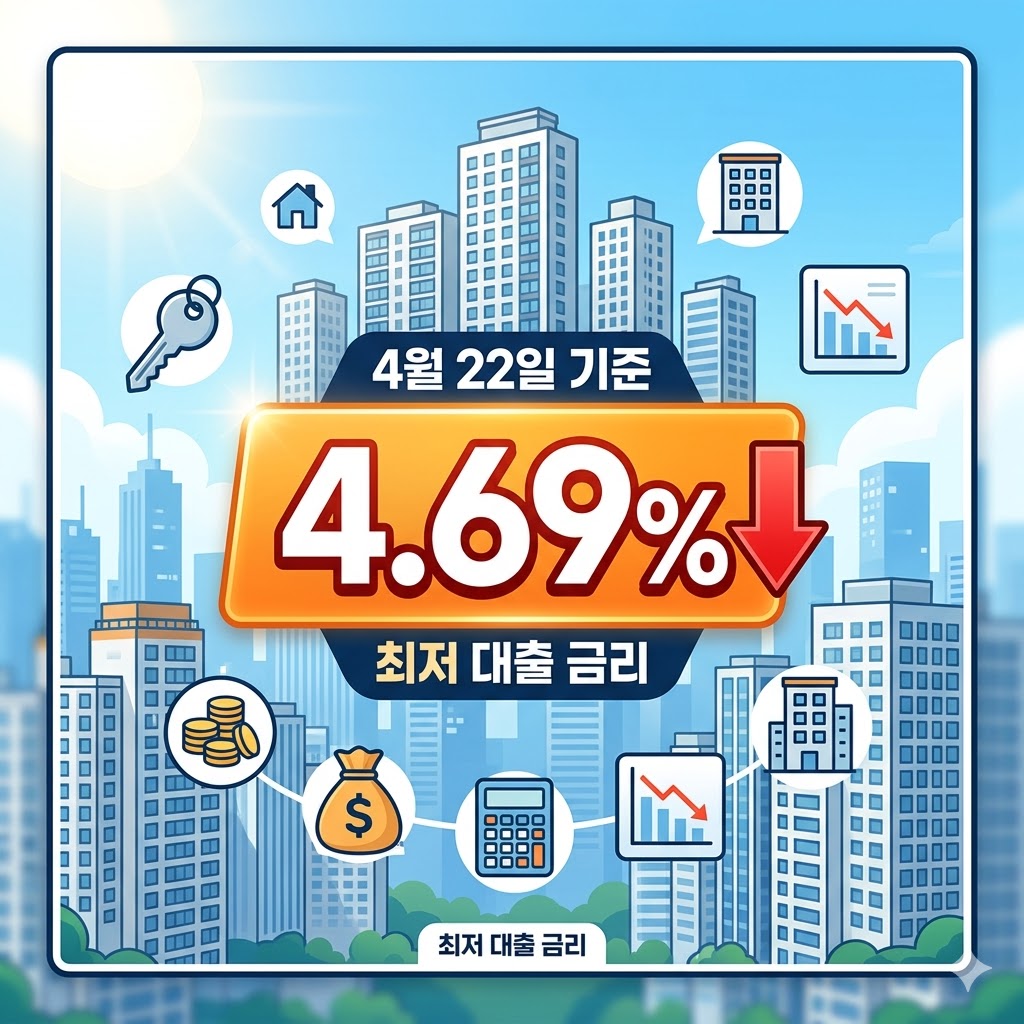 kb손보 아파트매매잔금대출 금리 4.69% 등 4월 22일 은행 보험사 최저 금리비교