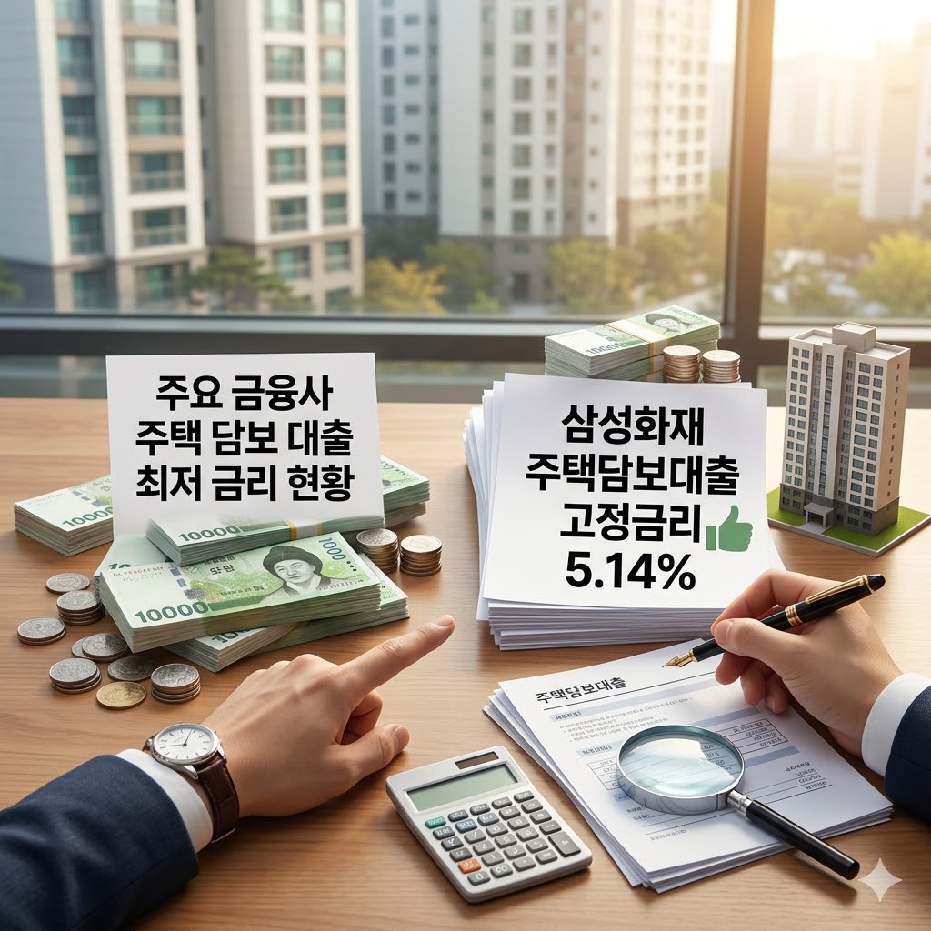 삼성화재 주택담보대출 고정금리 5.14% 등 4월 20일 은행 보험사 최저 금리비교