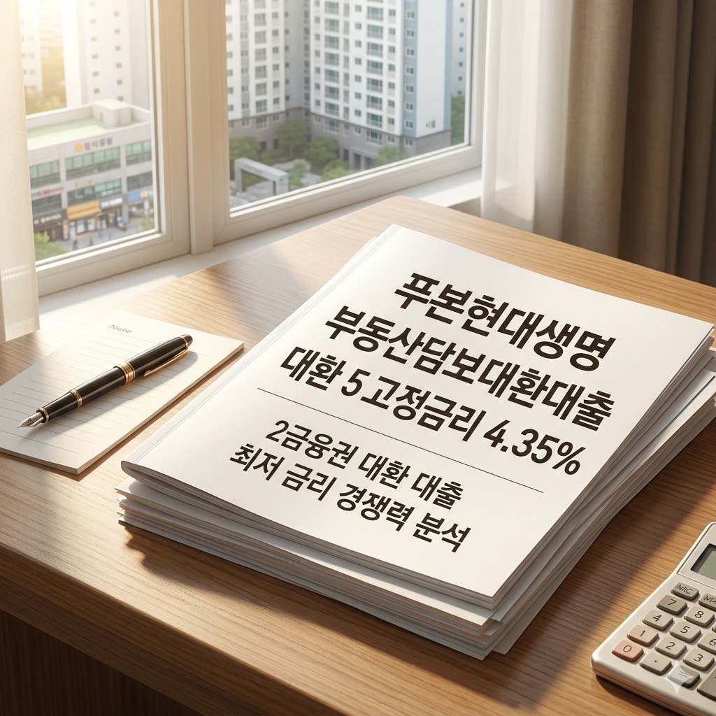 푸본현대생명 부동산담보대환대출 대환 5년 고정금리 4.95% 등 4월 17일 은행 보험사 최저 금리 비교