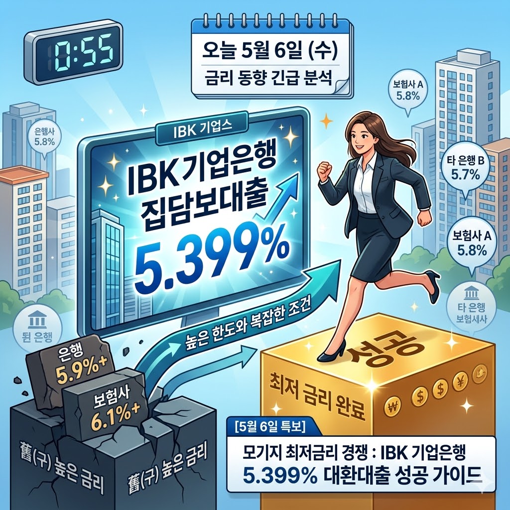 ibk 기업은행 집담보대출 5.399% 등 5월 6일 은행 보험사 최저 금리비교