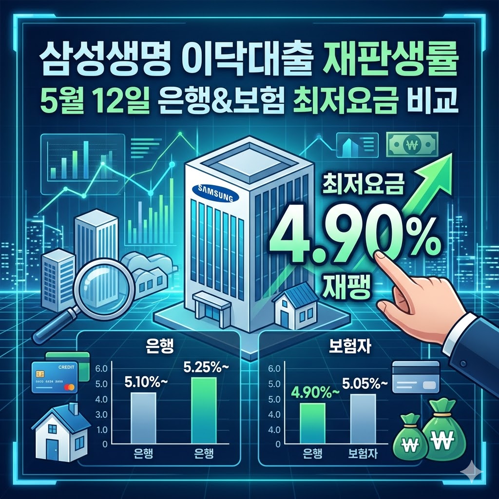 삼성생명 주택담보대출 대환 금리 4.90% 등 5월 12일 은행 보험사 최저 금리비교