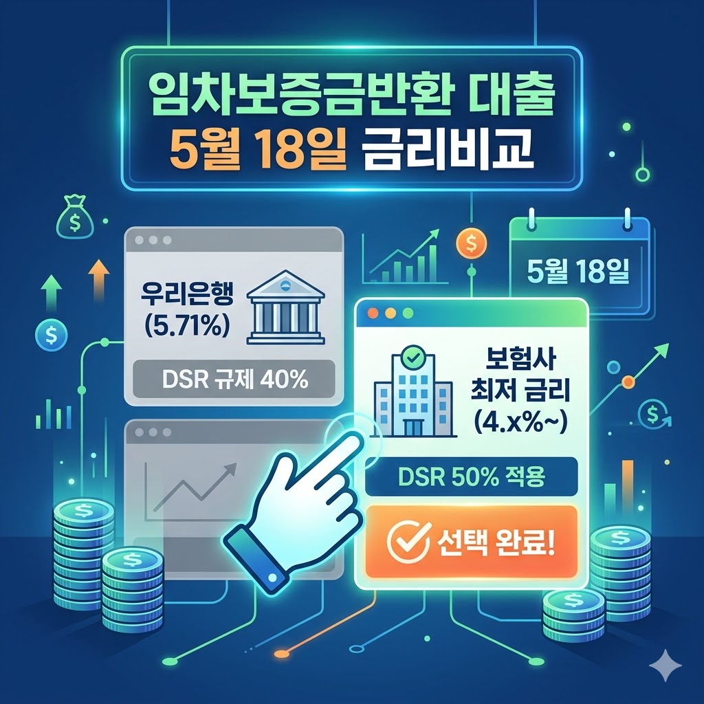 우리은행 임차보증금반환대출 금리 5.71% 등 5월 18일 은행 보험사 최저 금리비교