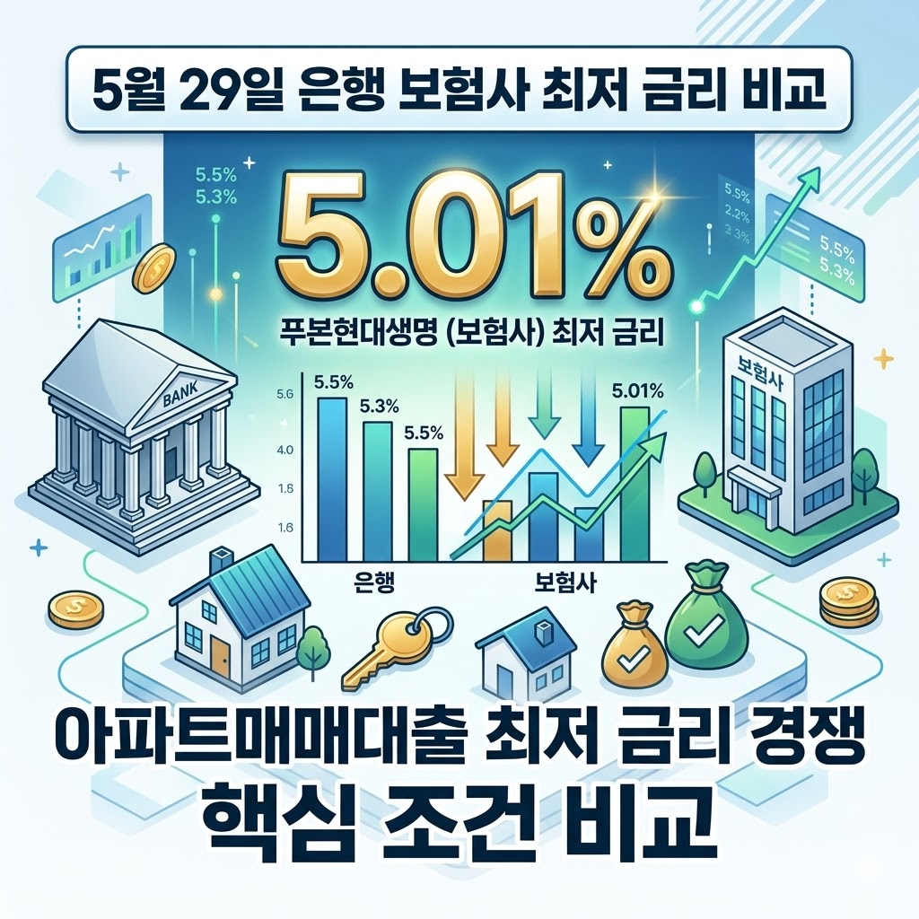 푸본현대생명 아파트매매대출 금리 5.01% 등 5월 29일 은행 보험사 최저 금리 비교 푸본현대생명 아파트매매대출 금리 5.01% 등 5월 29일 은행 보험사 최저 금리 비교